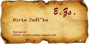 Birta Zsóka névjegykártya